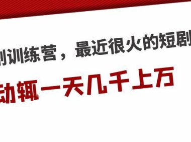 (4215)短剧训练营,最近很火的短剧教程,动辄一天几千上万的收入