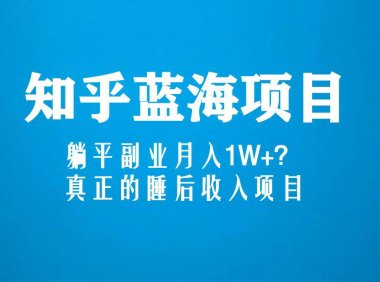 (4210)知乎蓝海玩法,躺平副业月入1W+,真正的睡后收入项目(6节视频课)