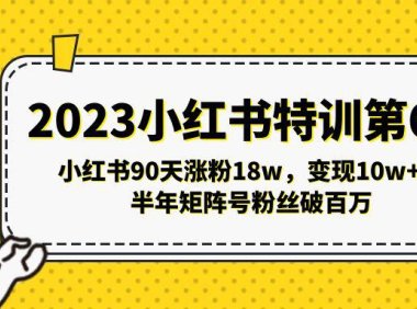(4226)2023小红书特训第6期,小红书90天涨粉18w,变现10w+,半年矩阵号粉丝破百万