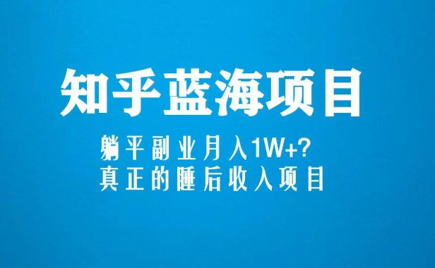 （4210）知乎蓝海玩法，躺平副业月入1W+，真正的睡后收入项目（6节视频课）