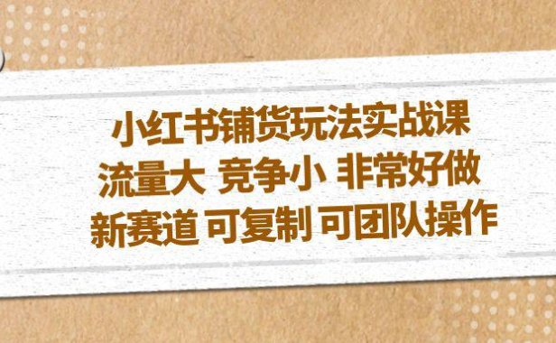 （4256）小红书铺货玩法实战课，流量大 竞争小 非常好做 新赛道 可复制 可团队操作