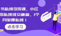 (4322)小红书私域引流课,小红书引流私域成交秘籍,1个月加爆私域!