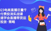 （4331）2023电商直播巨量千川付费投流实战课，快速学会直播带货运营投放·策略