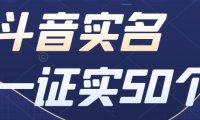 （4349）抖音多实名一证实50个，外面收费1200的教程
