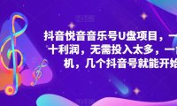 (4366)抖音音乐号U盘项目 一单几十利润 无需投入太多 一台手机 几个抖音号就开始