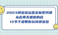 （4388）2023拼多多运营全新系列课，从此再无难做的店，15节干货带你玩转拼多多