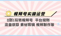 （4398）视频号实操运营，0到1玩转视频号 平台规则 流量获取 素材剪辑 视频制作等