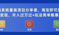 (4403)电脑系统重装项目分享课,淘宝即可接单变现,月入过万过+玩法简单粗暴