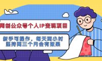 (4429)网创公众号个人IP变现项目:新手可操作,每天两小时,坚持两三个月会有效果
