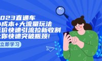 (4439)2023直通小成本+大流量玩法,低价快速引流拉新收割,让你快速突破瓶颈!