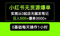 (4462)小红书无货源爆单 实测从0起店无脑发笔记 日入500+爆单3000+长期项目可多店