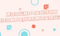 (4496)拼多多运营0-1实战特训营,拼多多从0础到进阶的可实操玩法!