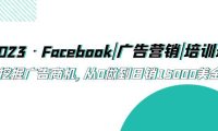 （4569）2023·Facebook|广告营销|培训班，挖掘广告商机，从0做到日销15000美金