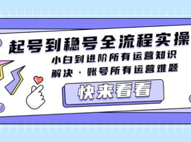 （4308）起号到稳号全流程实操，小白到进阶所有运营知识，解决·账号所有运营难题