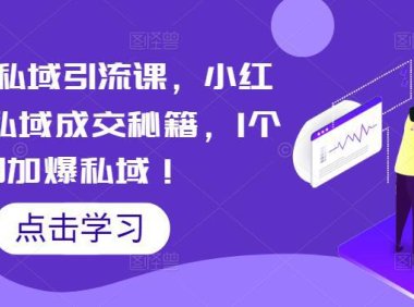 (4322)小红书私域引流课,小红书引流私域成交秘籍,1个月加爆私域!