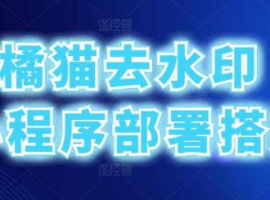 （4332）橘猫去水印小程序零基础部署教程，一键开始流量主赚钱