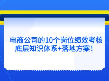 (4365)电商公司的10个岗位绩效考核的底层知识体系+落地方案!