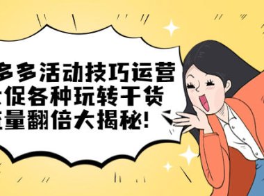(4390)拼多多活动技巧运营:大促各种玩转干货,流量翻倍大揭秘!