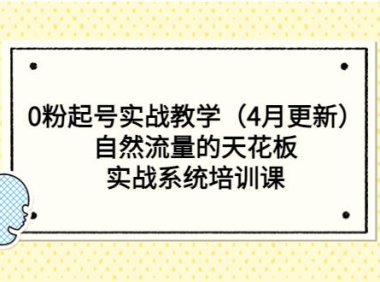 （4420）0粉起号实战教学（4月更新）自然流量的天花板，实战系统培训课