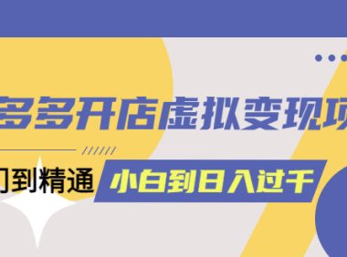 (4430)拼多多开店虚拟变现项目:入门到精通 从小白到日入1000(完整版)4月10更新