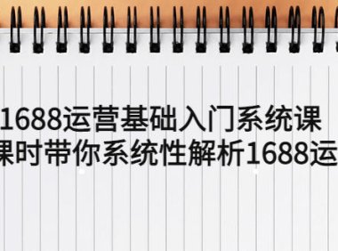 (4457)1688运营基础入门系统课,20课时带你系统性解析1688运营