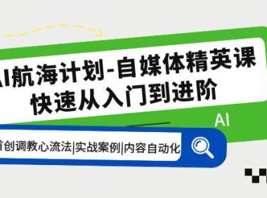 (4533)AI航海计划-自媒体精英课 入门到进阶 首创调教心流法|实战案例|内容自动化
