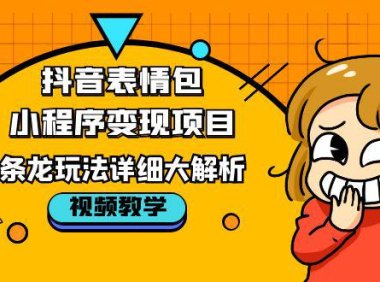 (4556)抖音表情包小程序变现项目,一条龙玩法详细大解析,视频版学习!