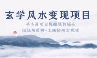 (4619)玄学风水变现项目:手头没项目想赚钱的福音(短视频剪辑+直播搭建变现课)