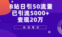 （4635）B站日引50+流量，实战已引流5000+变现20万，超级实操课程。