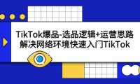 (4638)TikTok爆品-选品逻辑+运营思路:解决网络环境快速入门TikTok
