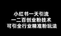（4801）小红书·全行业精准粉引流技术，一天轻松引200+创业粉