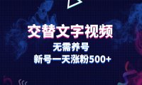 (4856)交替文字视频,无需养号,新号一天涨粉500+
