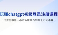(4869)玩赚ChatGPT登入注册教程,代注册一小时入账几万