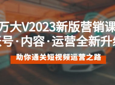 （4610）百万大V2023新版营销课 账号·内容·运营全新升级 通关短视频运营之路