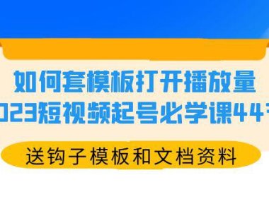 (4827)2023短视频起号,利用模板快速打开播放量起号课程(送钩子模板和文档资料)
