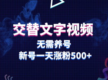 (4856)交替文字视频,无需养号,新号一天涨粉500+