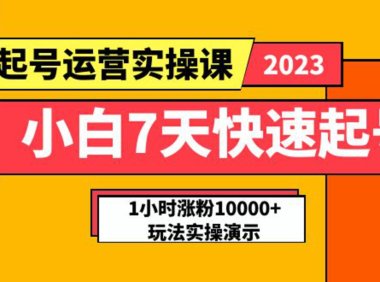 (4864)小白7天用dou+快速起号:实战1小时涨粉10000+的实操运营玩法