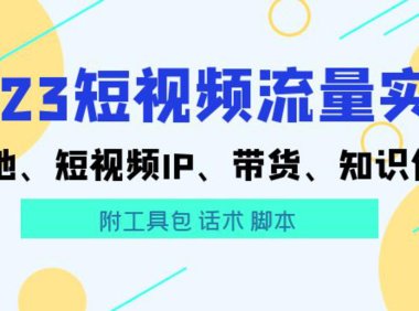 (4867)2023短视频流量实战,本地+个人IP+带货+知识付费(附工具包 话术 脚本)