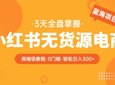 (4895)2023·小红书无货源电商,保姆级从0-1实操课程