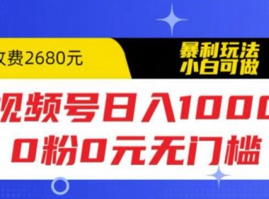 (4900)视频号0粉无门槛日入1000+的玩法拆解,简单暴力小白也可以做
