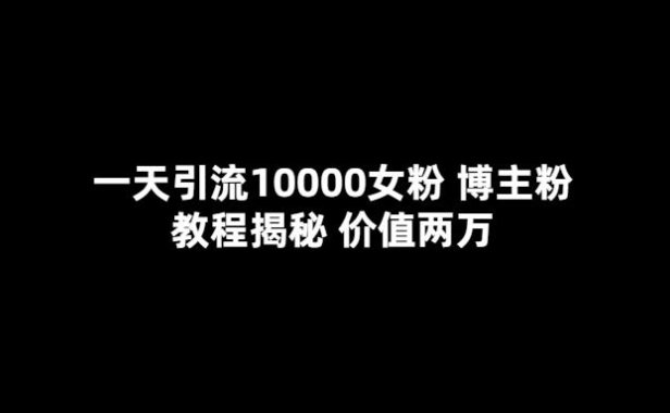 （4627）一天引流10000女粉，博主粉教程揭秘（价值两万）