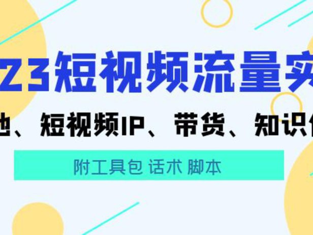 （4867）2023短视频流量实战，本地+个人IP+带货+知识付费（附工具包 话术 脚本)