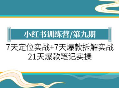 (4990)小红书实战训练营:7天从0-1实战拆解爆款+账号定位实操,21天学会写爆款笔记