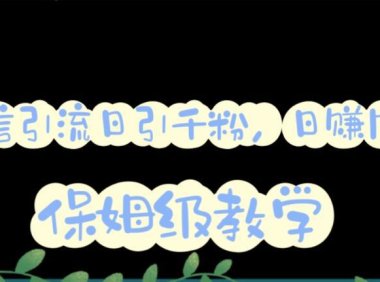 （5035）微信被动引流·互推扩圈思路方案：矩阵操作日引流1000+【详细视频教程】