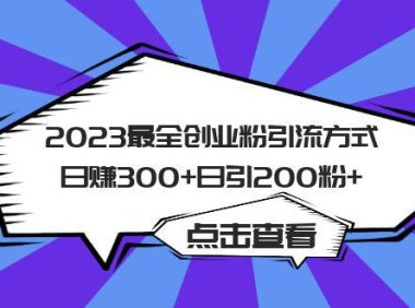 (5039)创业粉引流·2023最新:全平台操作日引流200+精准粉