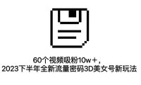 （5171）60个视频吸粉10w＋，2023下半年全新流量密码3D美女号新玩法（教程+资源）