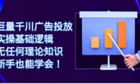 (5220)巨量千川广告投放:实操基础逻辑,无任何理论知识,新手也能学会!