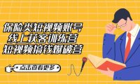 (5227)保险类短视频账号线上获客训练营,短视频搞钱爆破营