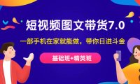 (5265)短视频-图文带货7.0(基础班+精英班)一部手机在家就能做,带你日进斗金