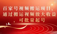 (5305)百家号视频搬运项目,通过搬运视频放大收益,可批量起号